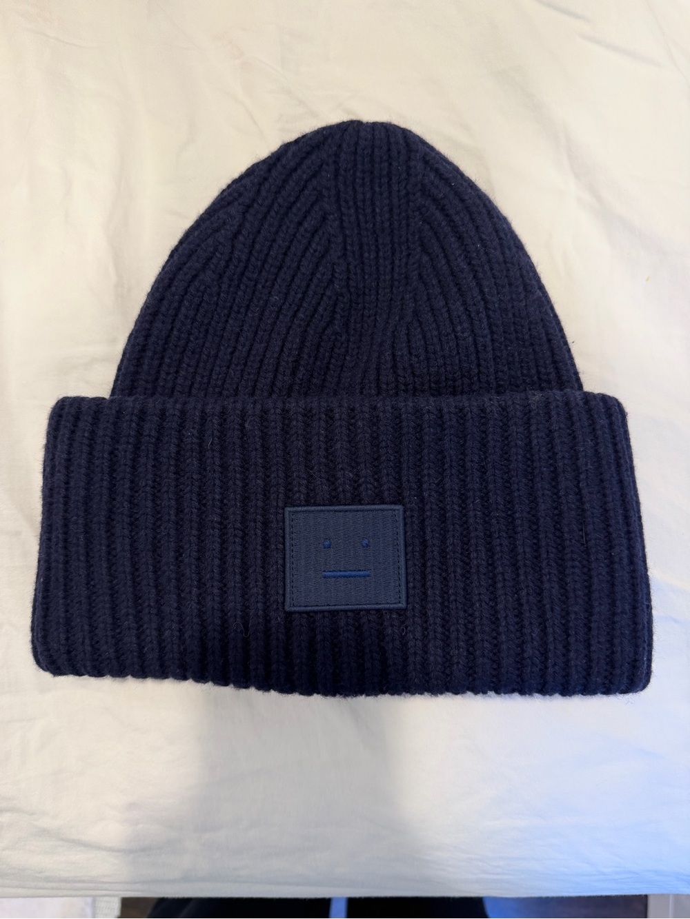Acne Studios Navy Large Face Logo Beanie